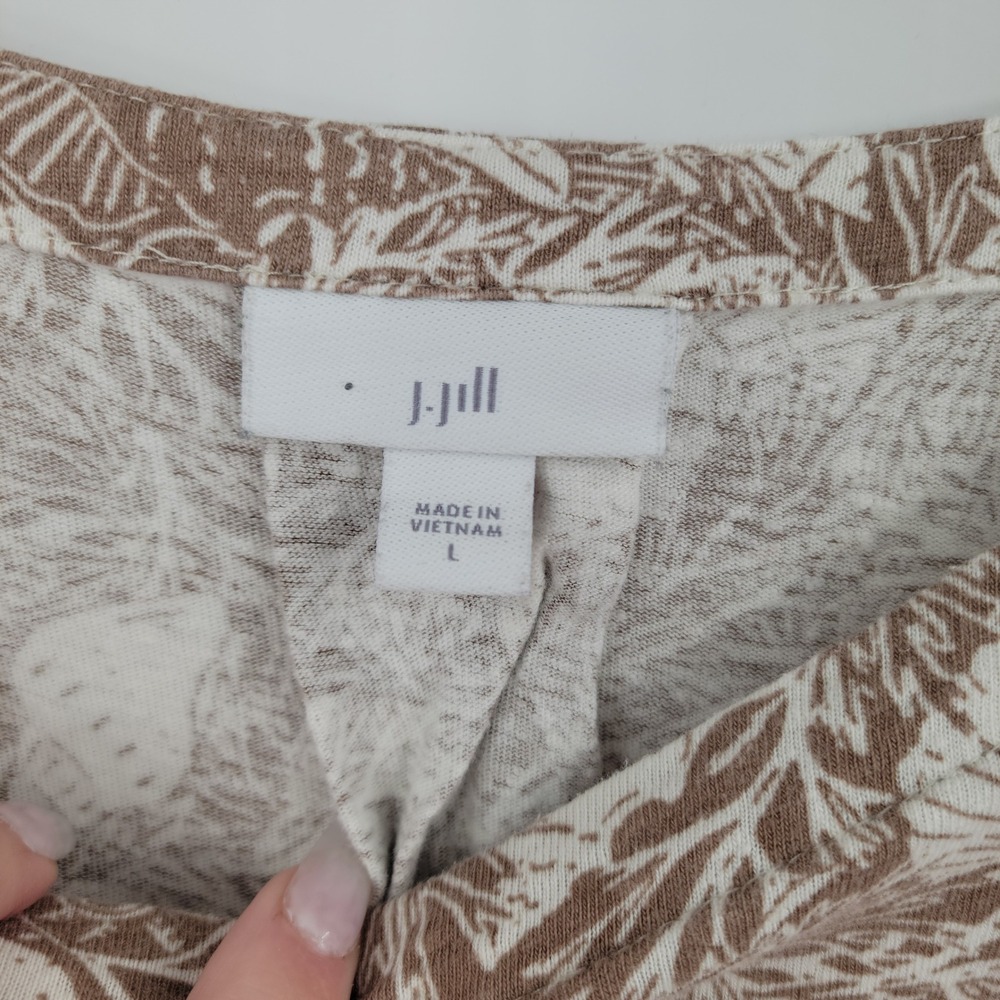 J.Jill Linen Blend Sea Shell Top Womens Large Tan Ivory Coastal Beachy Neutral - Picture 4 of 7